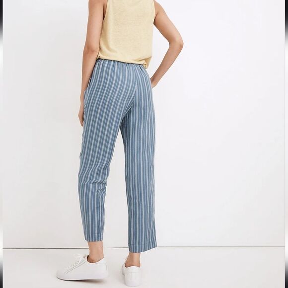 Madewell Linen-Blend  Trousers in Stripe XS NEW! - Picture 4 of 5